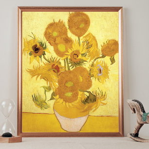 Affiche Arrière - plan d'or Sunflowers Vincent van Gogh