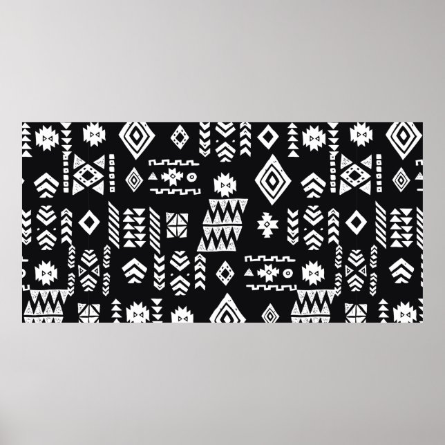 Affiche Arrière - plan ethnique tribal. Géomet primitif él (Devant)