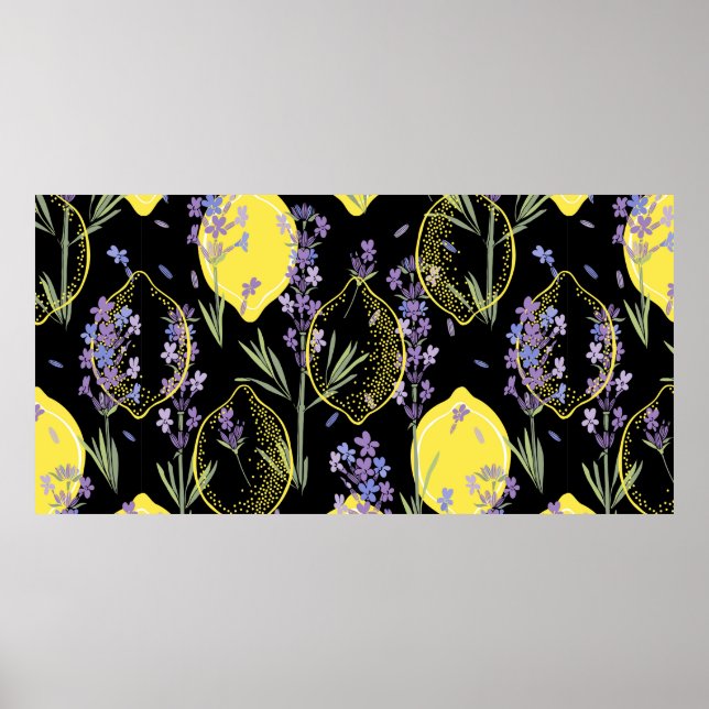 Affiche Arrière - plan floral avec fleurs de lavande dessi (Devant)