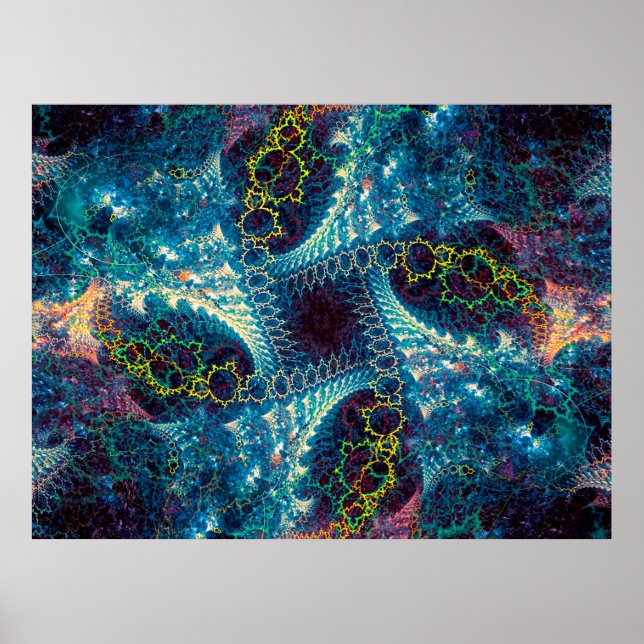 Affiche arrière - plan fractal Abstrait - généré par ordin (Devant)