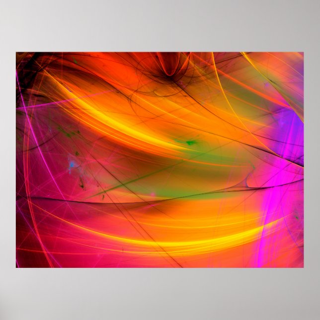 Affiche arrière - plan fractal abstrait jaune 3d rendu3d, (Devant)