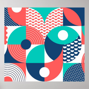 Affiche Arrière - plan géométrique murale moderne Vintage