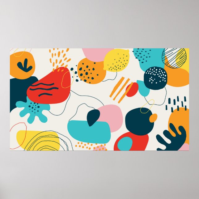 Affiche Arrière - plan gribouillant moderne. Doodle géomét (Devant)