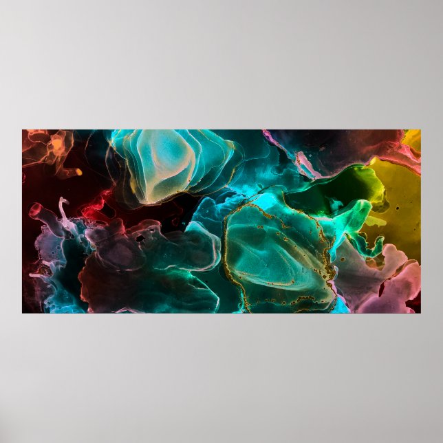 Affiche Arrière - plan magique. Peinture manuelle. Flow Cr (Devant)