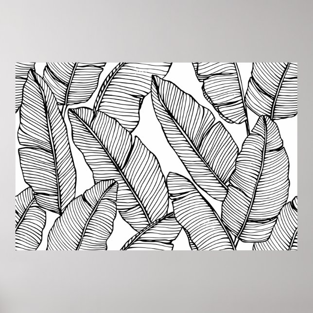 Affiche Arrière - plan motif de feuille de bananier sans c (Devant)