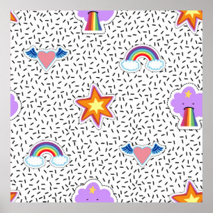 Affiche Arrière - plan motif transparent avec patch cartoo