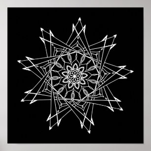Affiche Arrière - plan noir Grand Mandala Couleur adulte