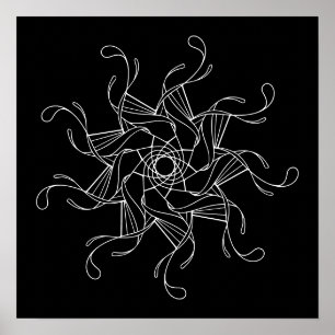 Affiche Arrière - plan noir Mandala Grande couleur adulte