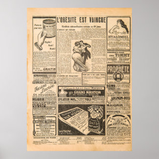 Affiche Arrière - plan papier usagé. Pages de vieux journa
