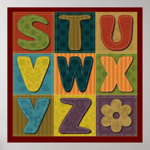 Affiche Arrière - plan Patchwork avec Motif Alphabet
