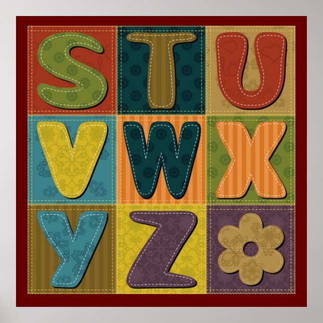 Affiche Arrière - plan Patchwork avec Motif Alphabet (Devant)