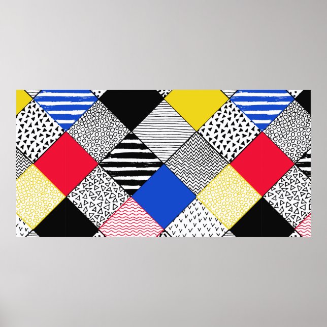 Affiche Arrière - plan Patchwork Dessiné À La Main. Textur (Devant)