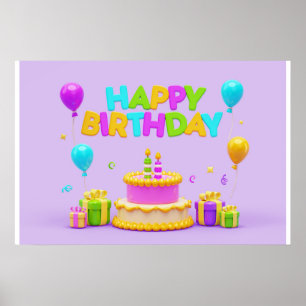 Affiche Arrière - plan Rainbow Joyeux anniversaire