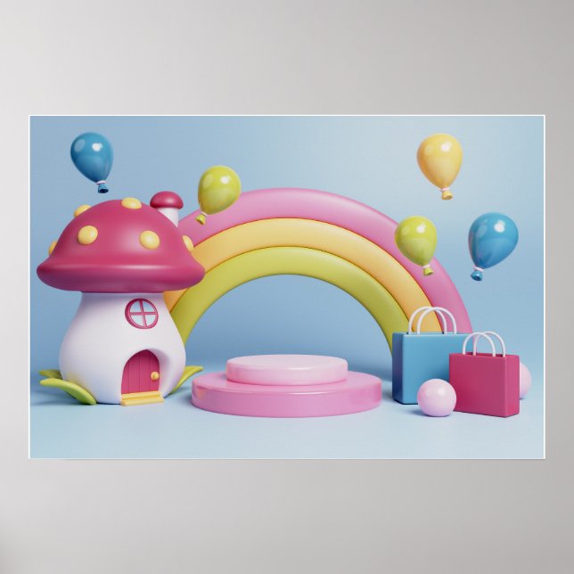 Affiche Arrière - plan Rainbow Joyeux anniversaire (Devant)