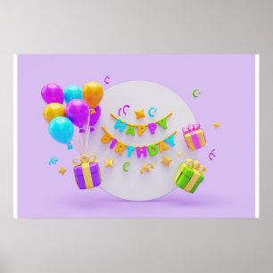 Affiche Arrière - plan Rainbow Joyeux anniversaire