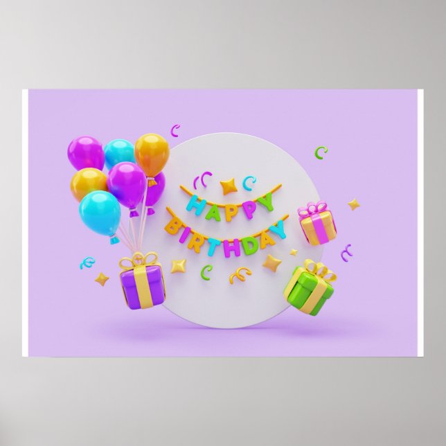 Affiche Arrière - plan Rainbow Joyeux anniversaire (Devant)