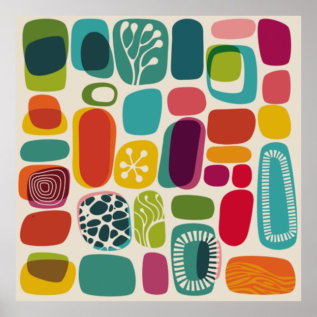 Affiche Arrière - plan rétro, illustrationmid, siècle, mod (Devant)