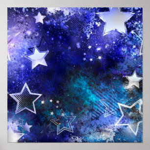 Affiche Arrière - plan spatial avec étoiles