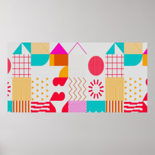 Affiche Arrière - plan tendance aux formes simples. Geo co