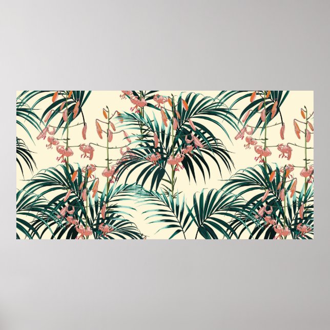 Affiche Arrière - plan tropical aux plantes de jungle. San (Devant)