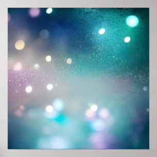 Affiche Arrière - plan turquoise Bokeh