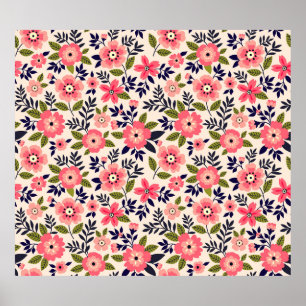 Affiche arrière - plan vintage fleuri. Motif sans couture.