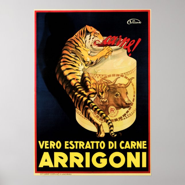 Affiche ARRIGONI Extrait réel de viande Italie Supplément  (Devant)