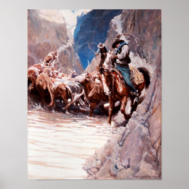 Affiche Arrondir Western Art par NC Wyeth (Devant)