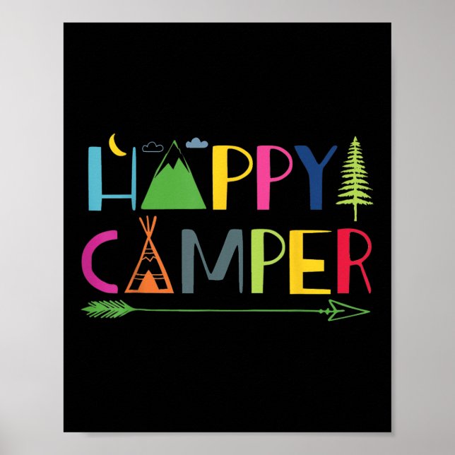 Affiche Arrow Camper Happy Summer Camp Camping Cadeaux Hom (Devant)
