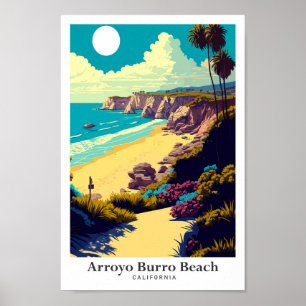 Affiche Arroyo Burro Beach Californie Illustration de voya
