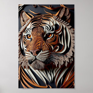 AFFICHE ART 3D TIGER WALL