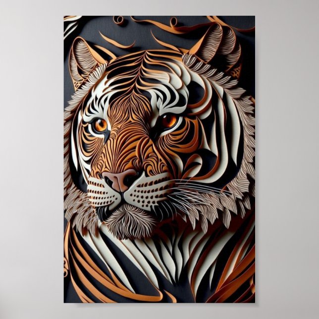 AFFICHE ART 3D TIGER WALL (Devant)