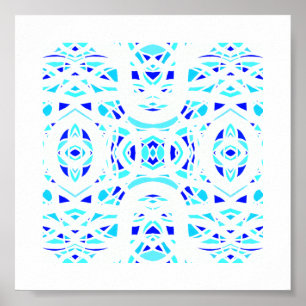 Affiche Art à la gouache abstrait bleu blanc Firebrand