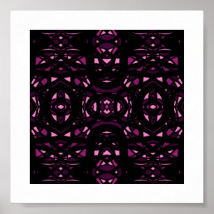 Affiche Art à la gouache abstrait rose noir Firebrand