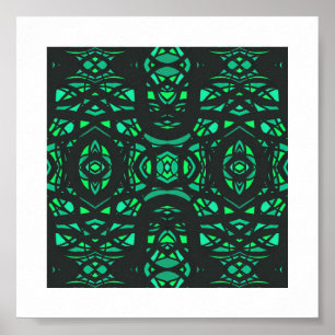 Affiche Art à la gouache abstraite vert noir Firebrand
