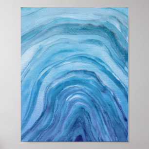Affiche Art à l'aquarelle abstrait Indigo Blue Agate II