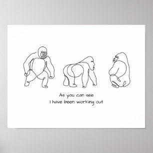 Affiche Art à ligne unique - gorilla