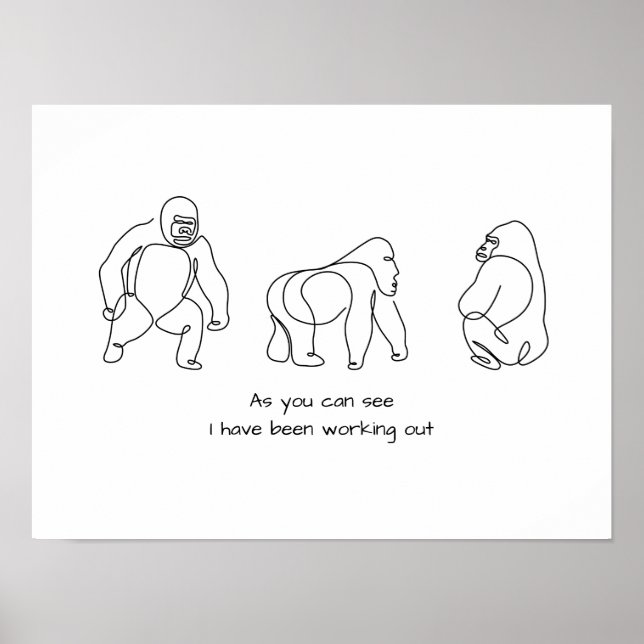 Affiche Art à ligne unique - gorilla (Devant)