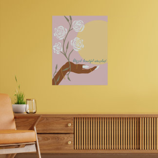 Affiche Art à main noire avec Roses et affiliations