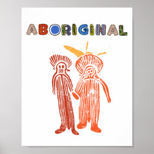 Affiche art aborigène ancien symbole d'idole pétroglyphe a