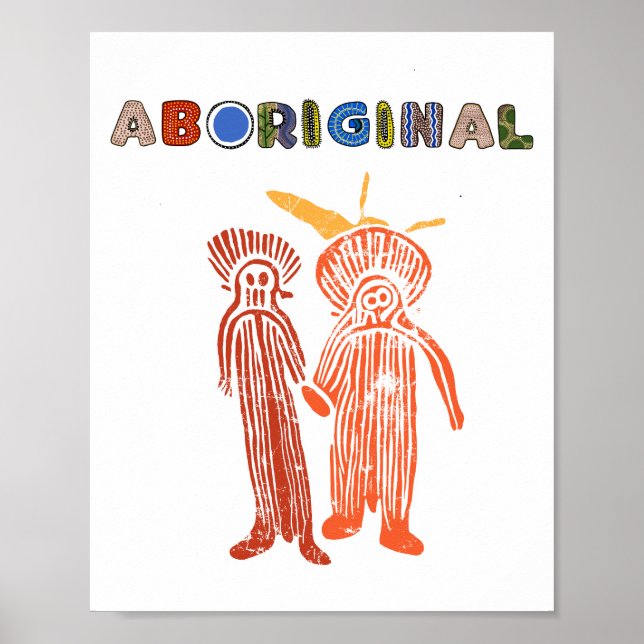 Affiche art aborigène ancien symbole d'idole pétroglyphe a (Devant)