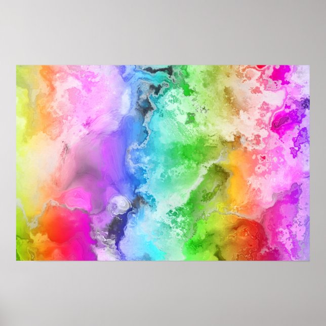 AFFICHE ART ABSTRAIT À L'AQUARELLE ARC-EN-CIEL (Devant)
