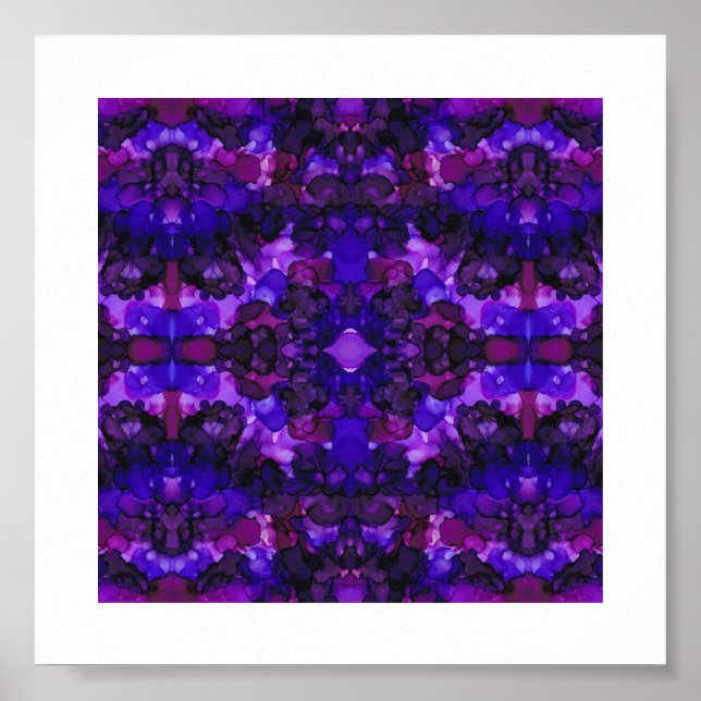 Affiche Art abstrait à l'encre alcoolique violet mystique (Devant)