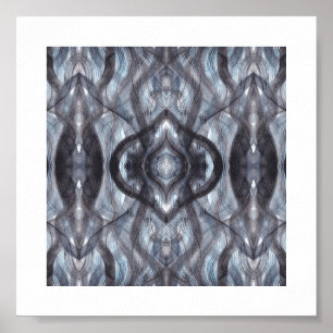 Affiche Art abstrait aquarelle bleu foncé