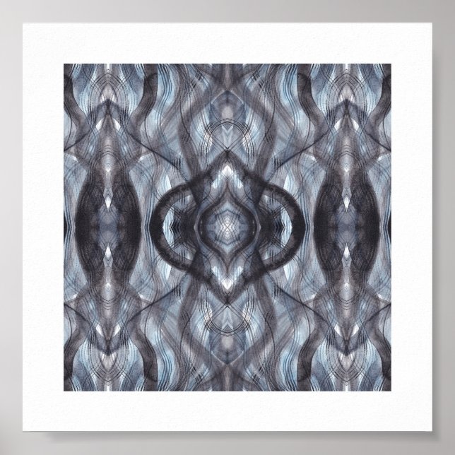 Affiche Art abstrait aquarelle bleu foncé (Devant)
