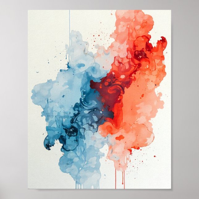 Affiche Art Abstrait - Aquarelle Brush Design 2 (Devant)
