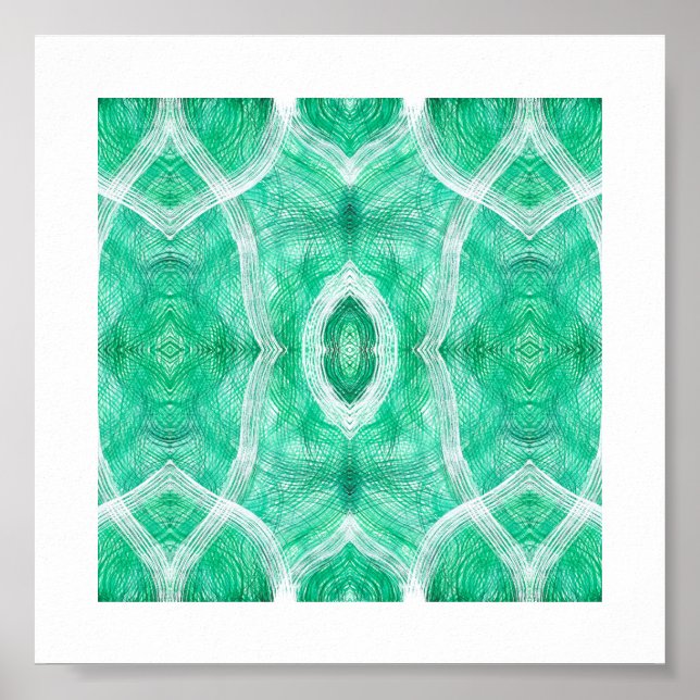 Affiche Art abstrait aquarelle vert lumière poussée (Devant)