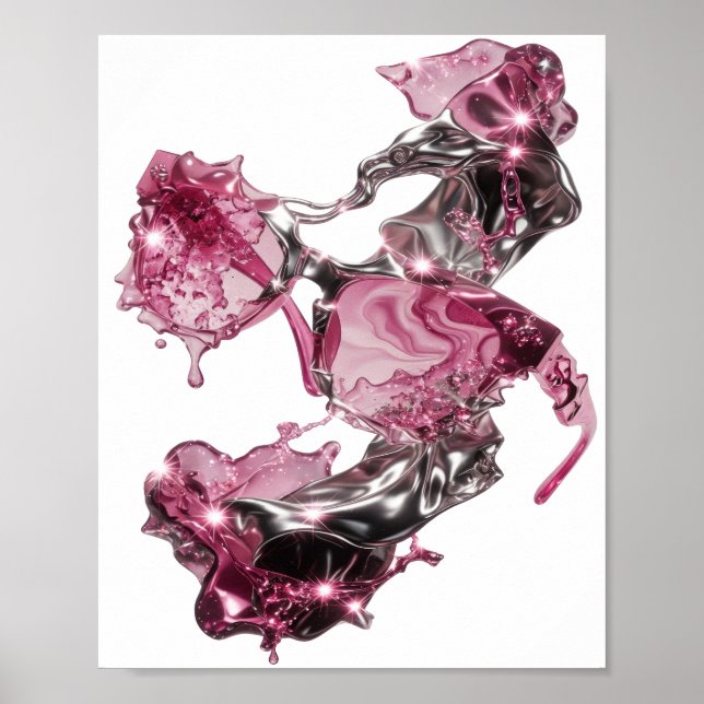 Affiche Art abstrait argent ABSTRACT ART Conception abstra (Devant)