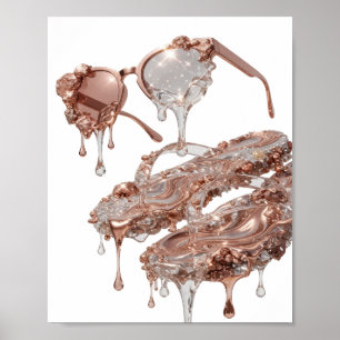 Affiche ART ABSTRAIT Argent DESIGN Moderne Iconique