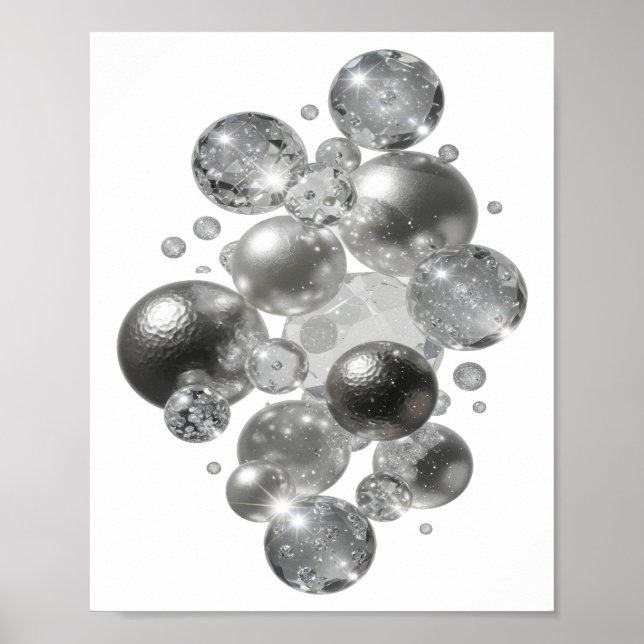 Affiche ART ABSTRAIT Argent Moderne v2 (Devant)